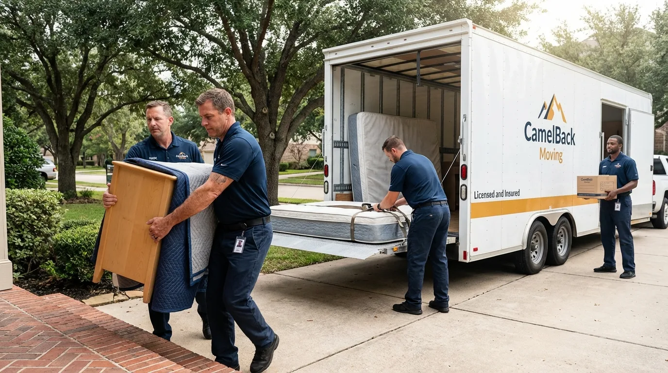 Crew loading residential truck for cross-state move from Nyack, NY