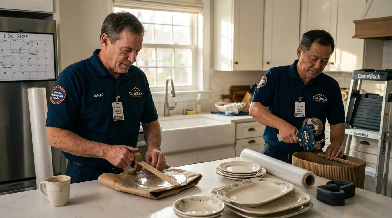 Professional crew packing kitchen dishware in Nyack, NY